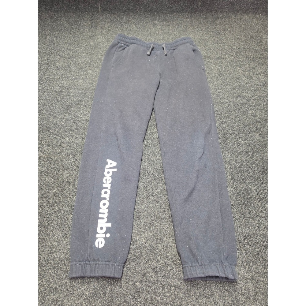 Abercrombie Kids Boys Navy Blue Logo Fleece Jogger Sweatpants Size 9/10